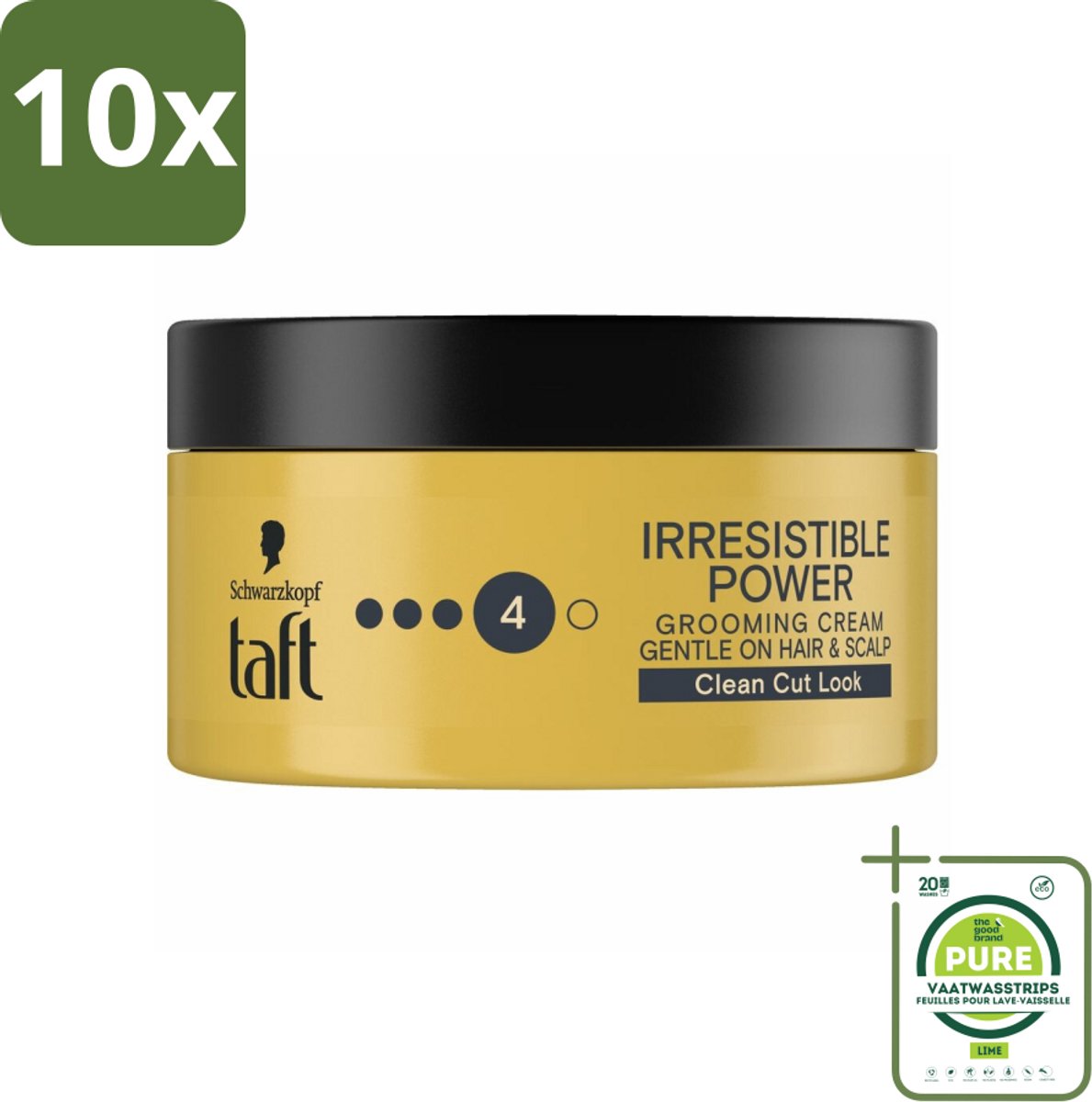 10 x Taft - Irresistible Power 4 - Grooming Cream - Gladde finish - 100 ml - Grootverpakking - Haarstyling - Haarcrème - Taft - Flexibele Hold - Natuurlijke Finish