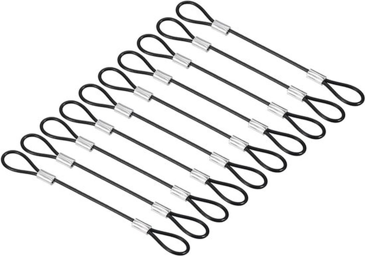 10 Stuks 10 Inch Beveiligingskabels, 2mm RVS Beveiligingsdraad met Dubbele Lus voor Buiten, Verlichting en Bagage Slot