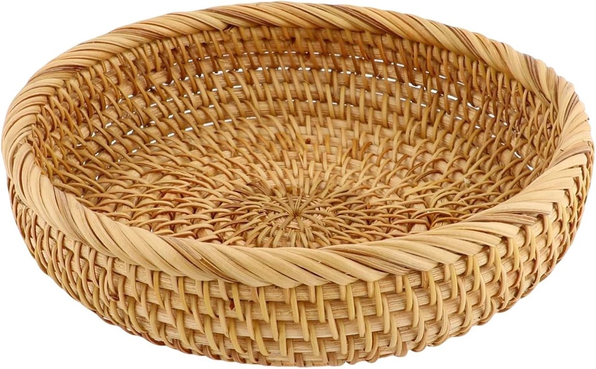 Handgeweven Rieten Mand - Natuurlijk - 19,5 x 5,5 cm - Duurzaam en Multifunctioneel - Voor Thuisgebruik