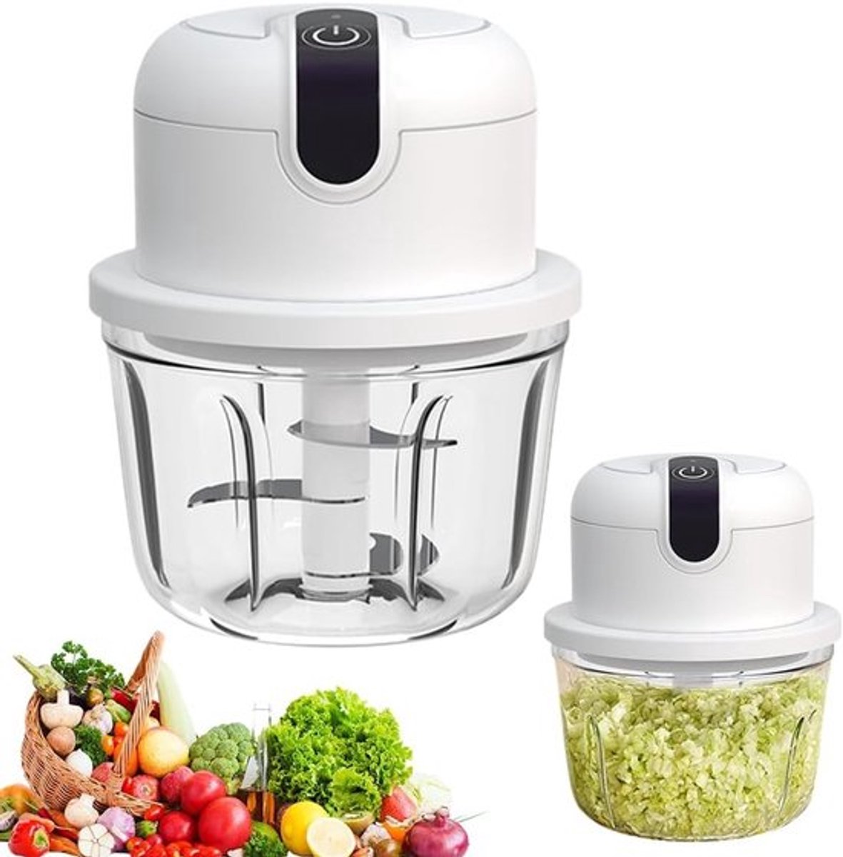Krachtige Mini Uienhakker, Draadloze 350ml Keukenmachine, Oplaadbaar voor Uien, Fruit, Noten en Vlees