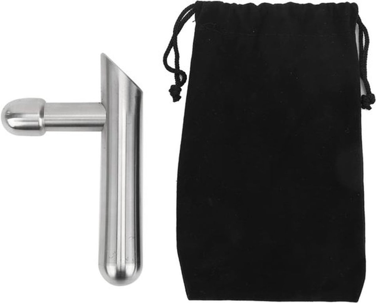 Drukpunt Massage Bar van RVS, 12 cm T-Bar Acupressuur Tool met Duimbescherming voor Diepe Weefselmassage en Triggerpunten, Inclusief Opbergtas