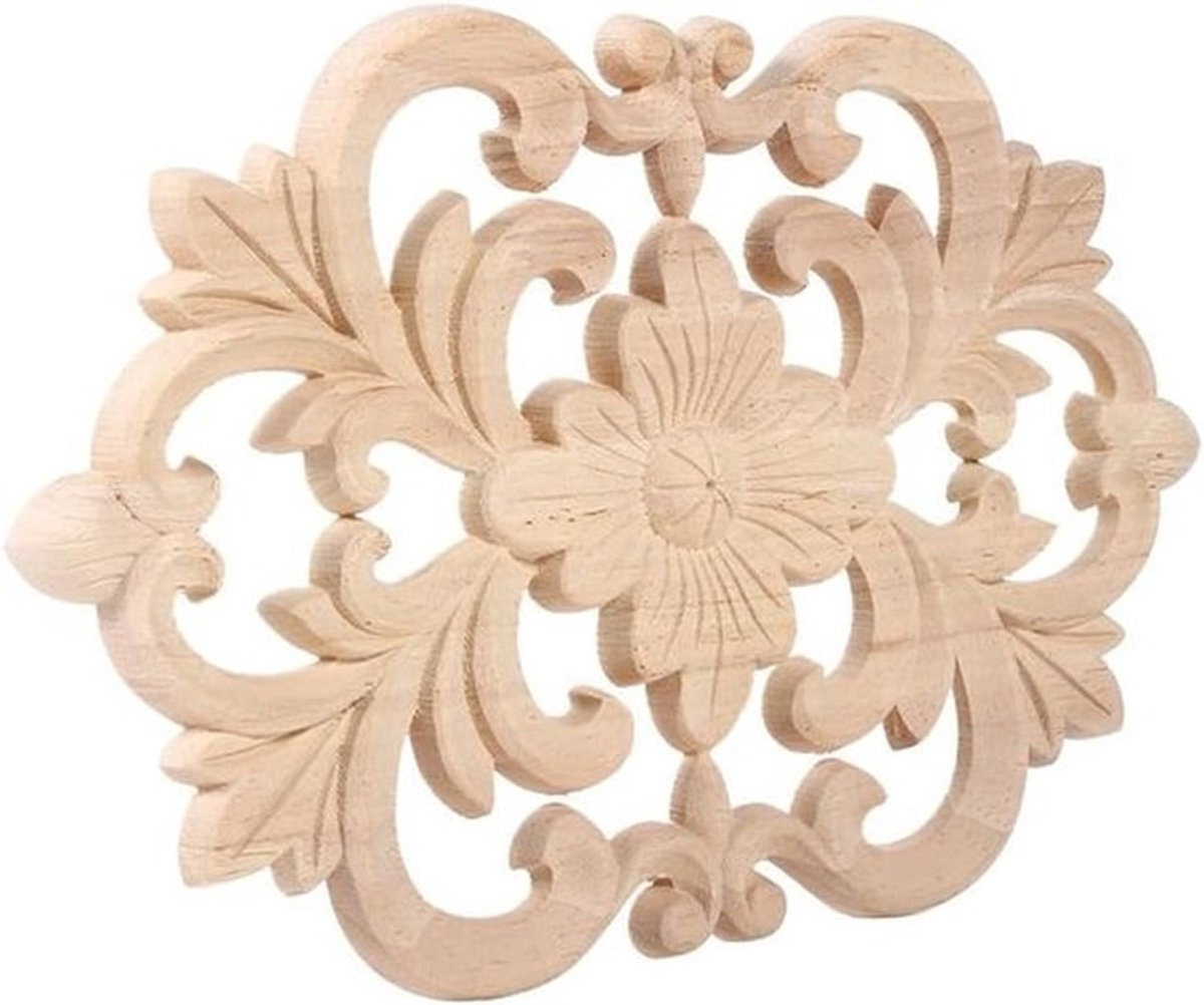 Houten decoratiepaneel voor kastdeur, ongeverfd, 22 x 14 cm, ambachtelijk, uniek en stijlvol