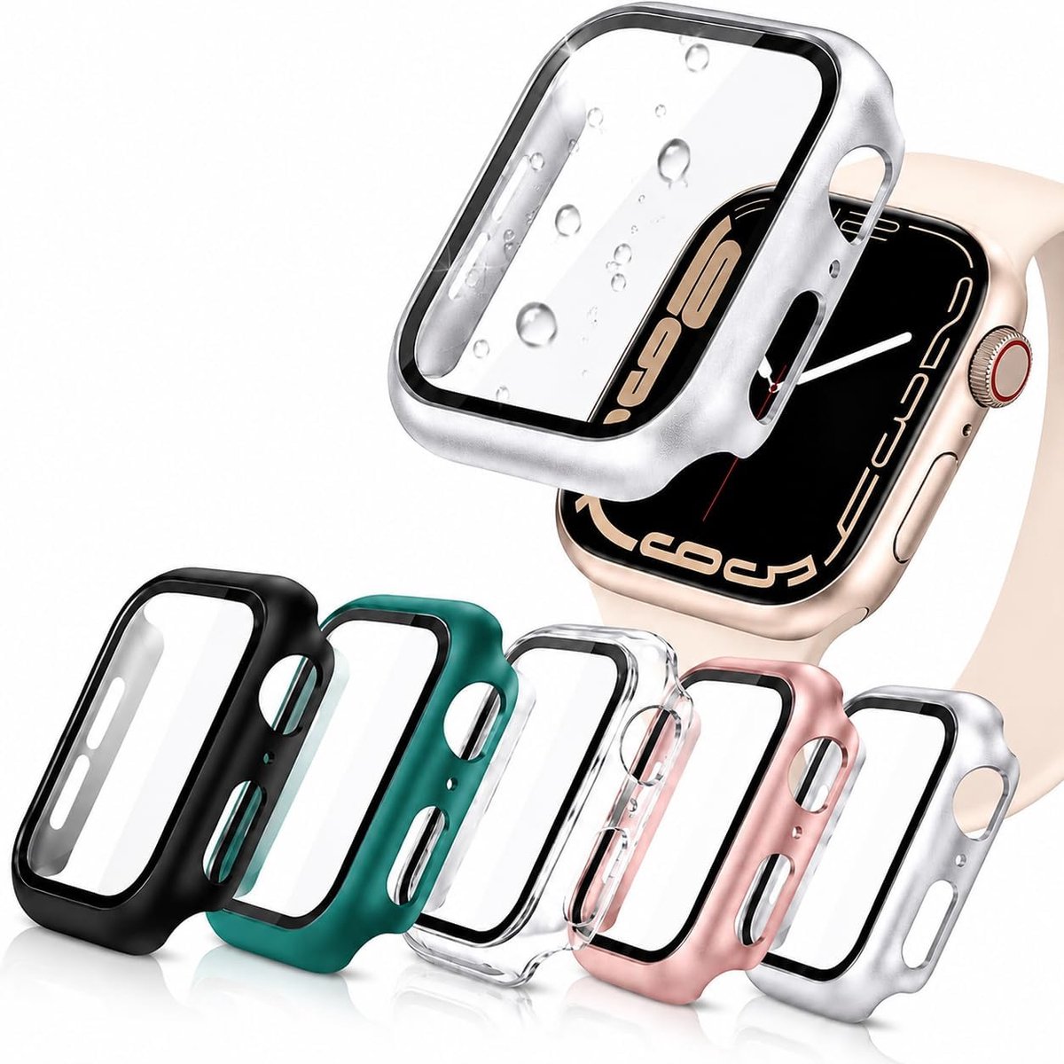 SnelShoppen - 5 Pack Beschermhoes Compatibel met Apple Watch Series 6/5/4/SE, 40mm Beschermhoes met Schermbeschermer, Harde PC Bumper Hoes, Schokbeste