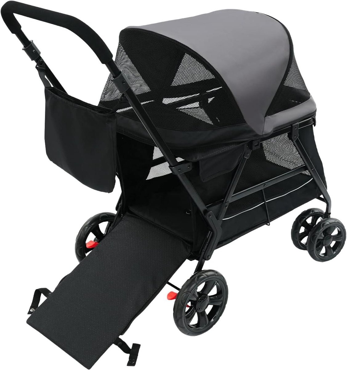 Huisdierwagen - Hondenbuggy Trolley - Comfortabel reizen - Inklapbaar ontwerp - Tot 30 kg - Zwart