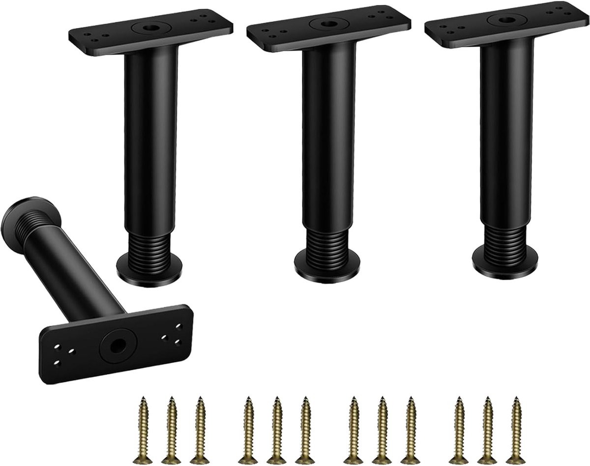 4 Pcs Adjustable Bed Frame Legs - Robust Support Legs 15-25cm, Adjustable Furniture Legs for Sofa, Table, Bed Frame - ShopVlot