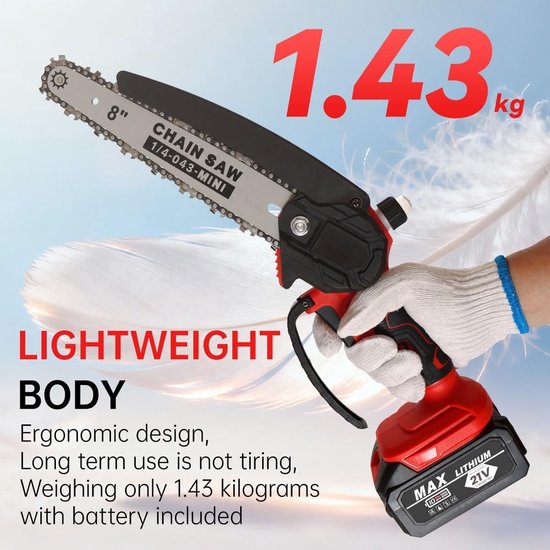 SnelShoppen - 20 cm Accu Snoeischaar en Takkenschaar 2-in-1, 20 V Borstelloze Motor, Elektrische Snoeischaar met Telescopische Takkenzaag, 90° Draaiba — afbeelding 2