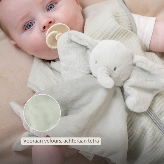 Nattou LouLou Baby Knuffeldoekje - Doudou Olifant - Baby Cadeau - 28 x 28 cm - Lindegroen van Nattou — afbeelding 2