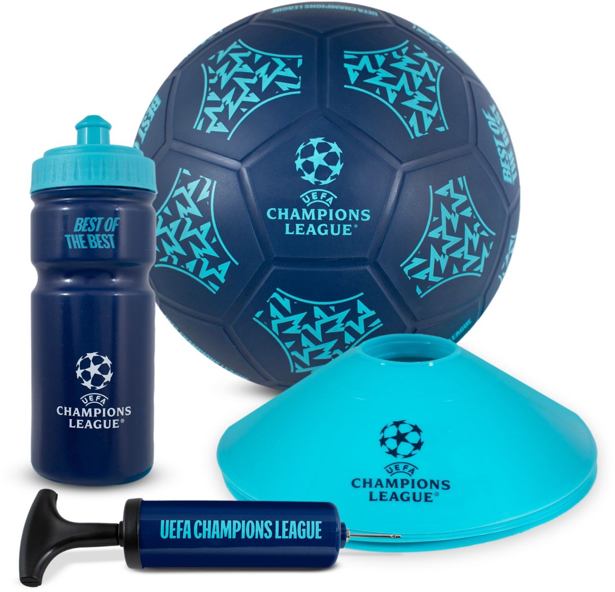 Champions League Giftset - voetbal - trainingshoedjes - ballenpomp - bidon