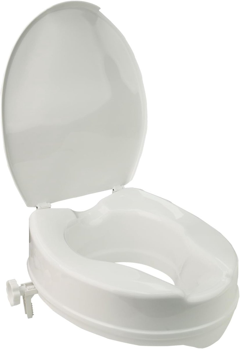 SnelShoppen - Toiletverhoger Smart 5 cm 10 cm of 15 cm met of zonder Deksel - Toiletzitting Verhoger voor Senioren - Wit - Tot 200 kg Draagvermogen