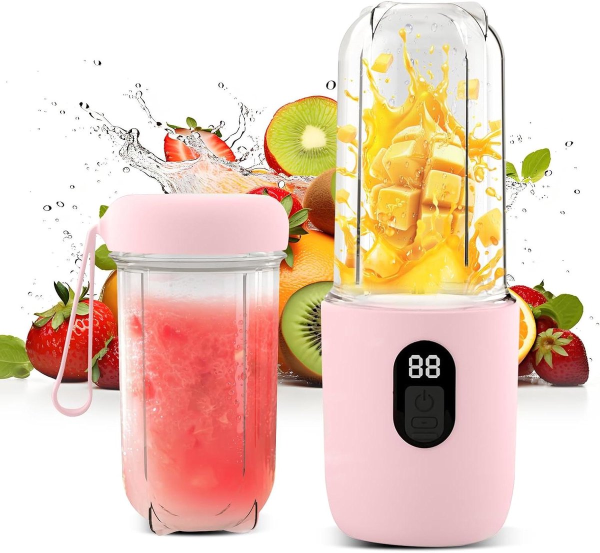 Mini Blender - Draagbare Mixer - Gezonde Drankjes Maken - 1500mAh Batterij - 500ML Fles - Roze