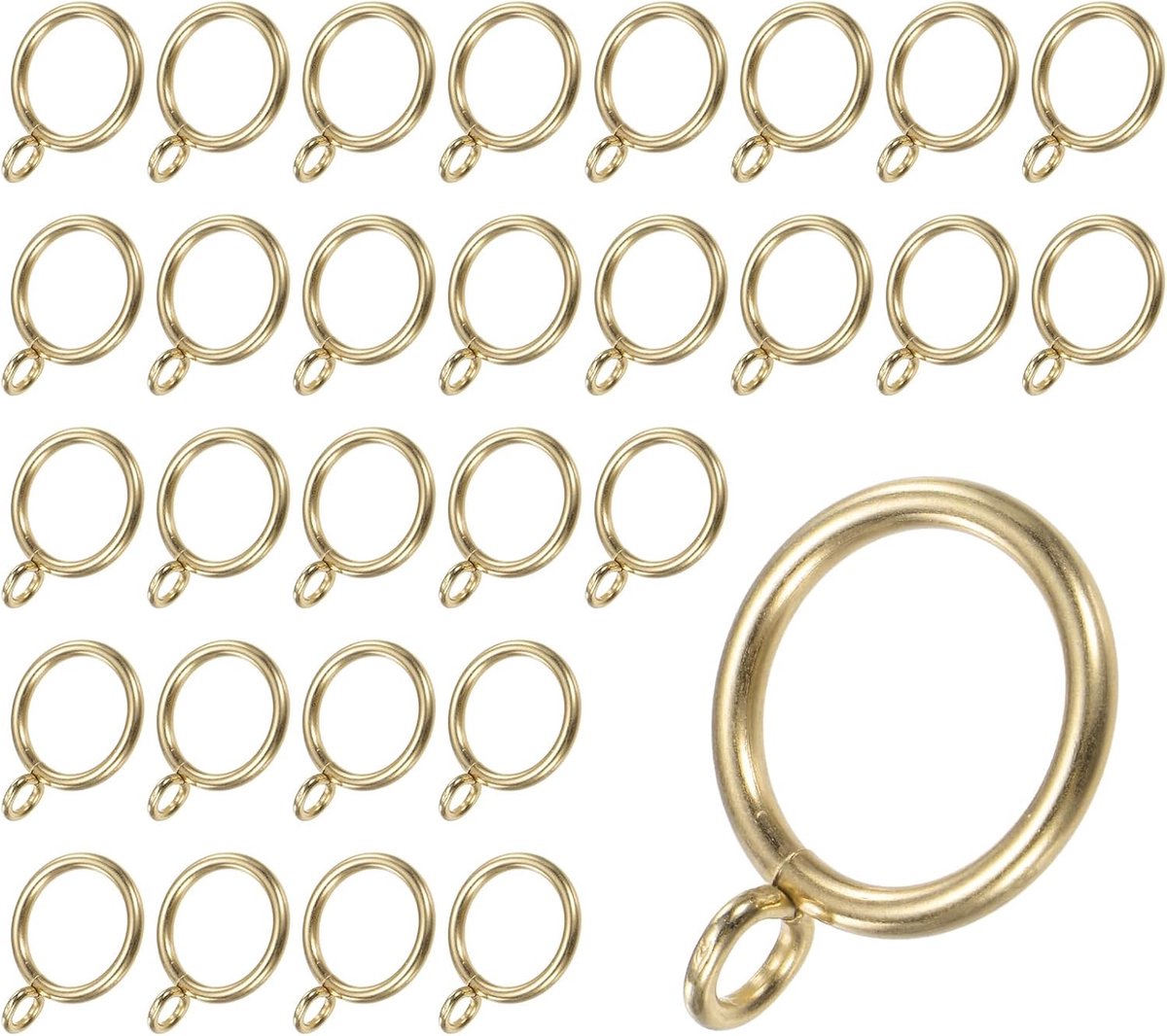 SnelShoppen - Set van 30 Gouden Gordijnringen met Oogjes, Roestvrijstalen Metal Ringen voor Gordijnstangen, 30 cm Binnen Diameter Gordijnringen voor H