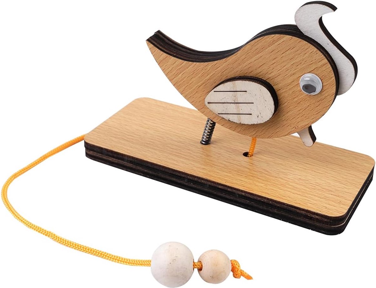 SnelShoppen - Creatieve Houten Specht Deurbeller – Handmatige Decoratieve Dennen Deurbel met Trektouw, Eenvoudig te Installeren, Ideaal voor Thuis, DI