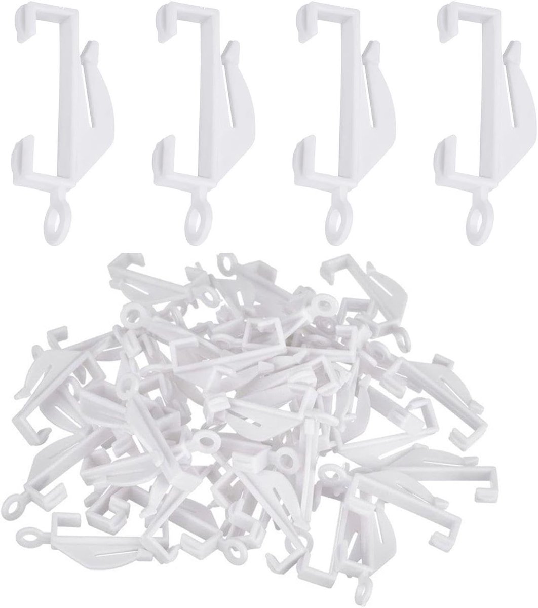 SnelShoppen - 200 Stuks Gordijnhaken, Railhaken, Plastic Gordijnhaken, Douchegordijnringen, Gordijnaccessoires, Geschikt voor Gordijnen, Douchegordijn