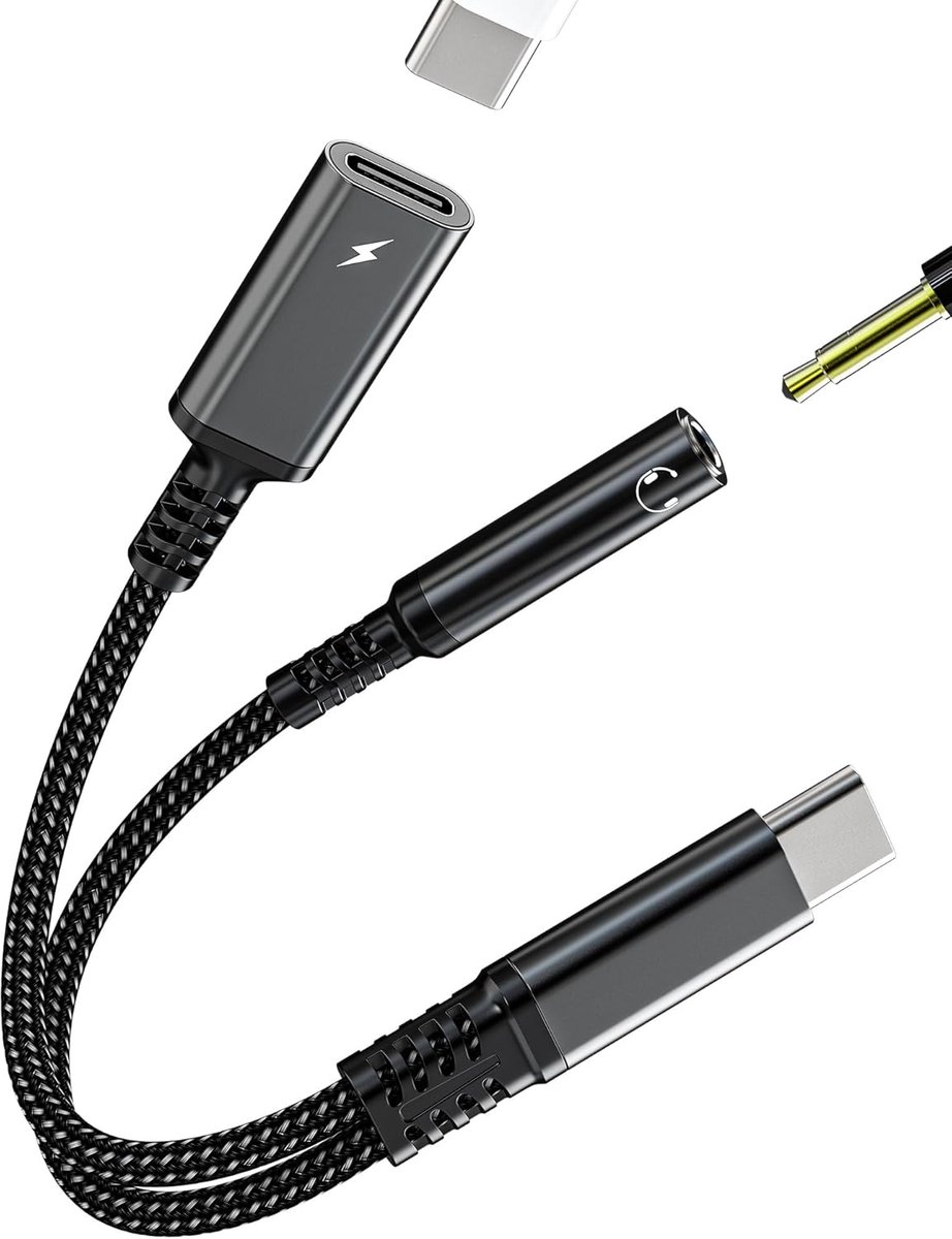 SnelShoppen - USB C naar 3.5mm Koptelefoon Adapter (2-in-1) Type C Opladen Power Bus Auto AUX DAC Audio Splitter Headset Plug voor iPad iPhone Mobiele
