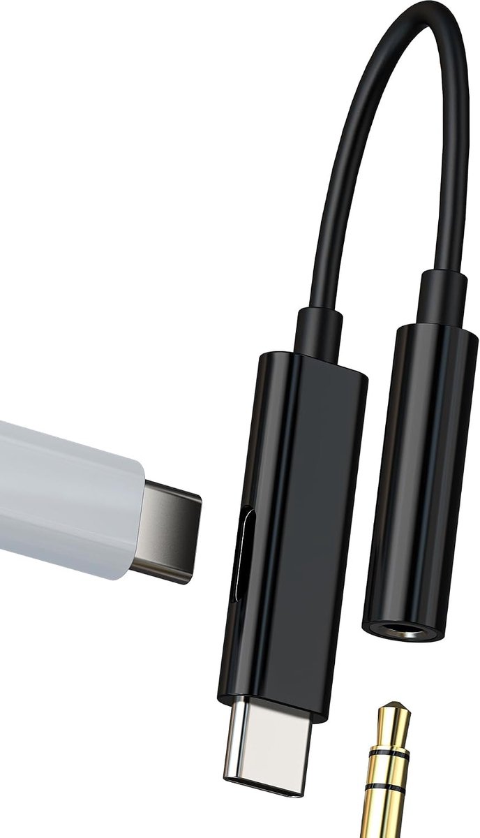 SnelShoppen - USB C naar 3.5mm Koptelefoon Adapter voor iPhone 15 - 2 in 1 Type C Oplaadkabel en DAC Splitter voor iPad - Hoofdtelefoon Jack Plug 3.5m