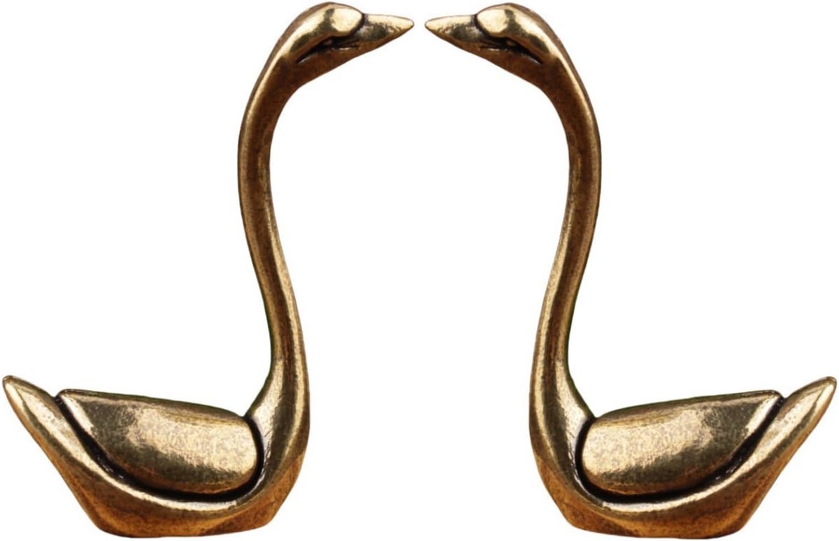 SnelShoppen - Miniatuur Zwanen Set van Massief Messing, 5.5 cm x 4.5 cm, Symbool van Liefde en Trouw, Elegante Woondecoratie