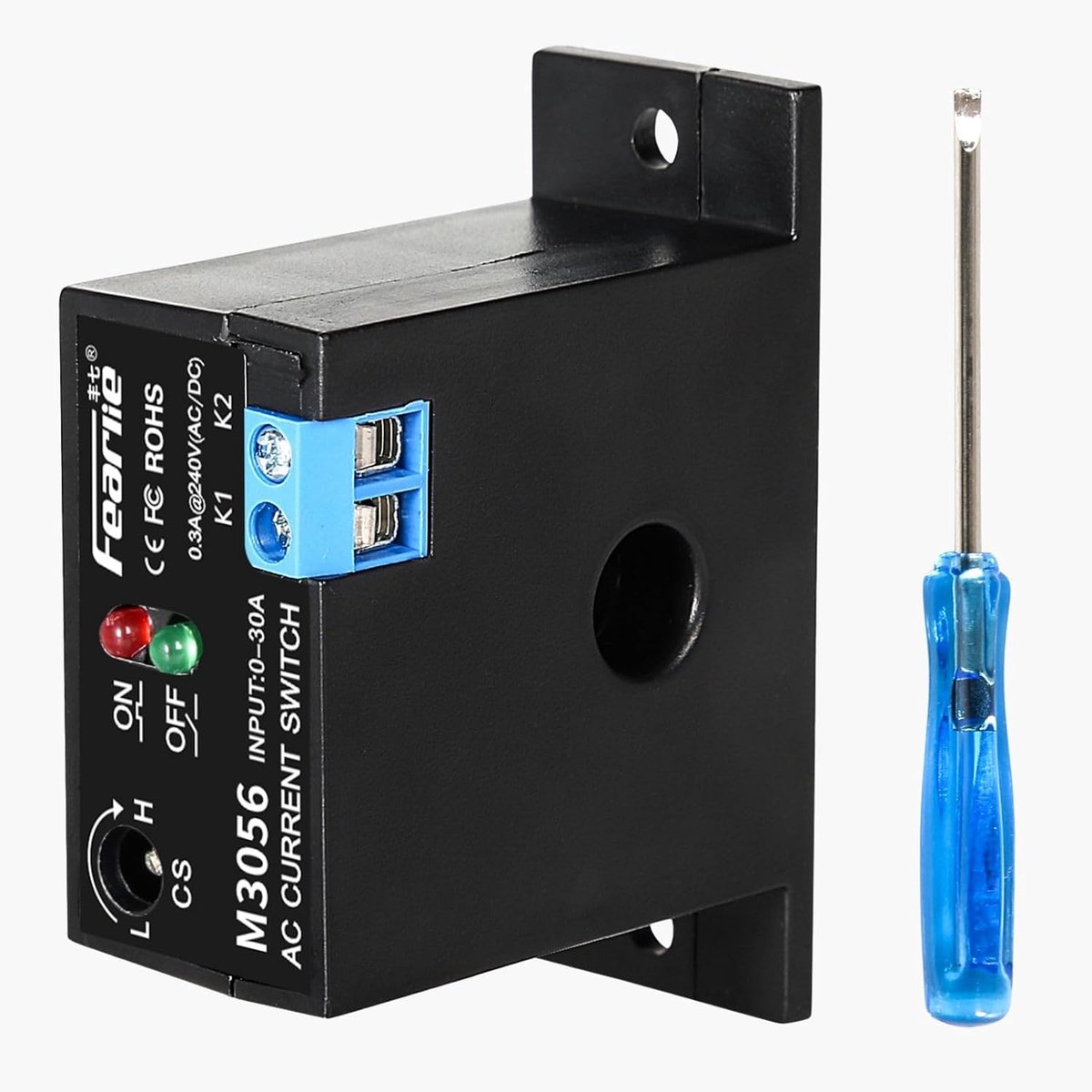 SnelShoppen - Current Measuring Switch M3050 - Instelbare AC Stroomdetectieschakelaar 0.2 - 30A AC240V - Alarmmodule voor Stroomdetectie en Transforma