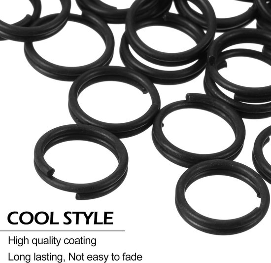 50 Stuks Kleine Sleutelhangers Splitringen, 12mm Zwarte Metalen Mini Sleutelringen, RVS Ringen voor Sleutelhangers, Oorbellen en Creatieve Klussen — afbeelding 2
