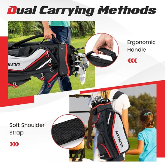 Golftas Cartbag - Golfstandbag Golfclubtas - Golfbaan Organisatie - 14 Clubvakken - 128 cm - Zwart — afbeelding 5