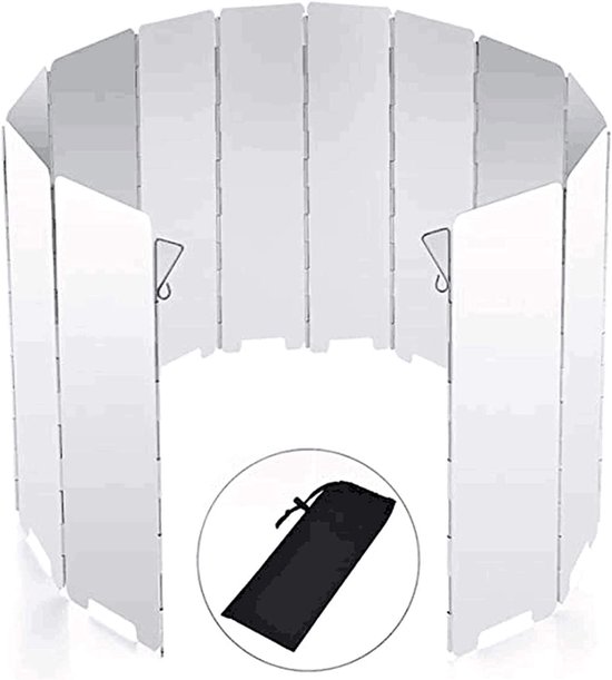 JHUBERS- Campingfornuis Inklapbaar - Draagbaar - Aluminium - Voorruit 10 Panelen - Camping - Koken - Met Draagtas - Kookscherm van Jhubers — afbeelding 2