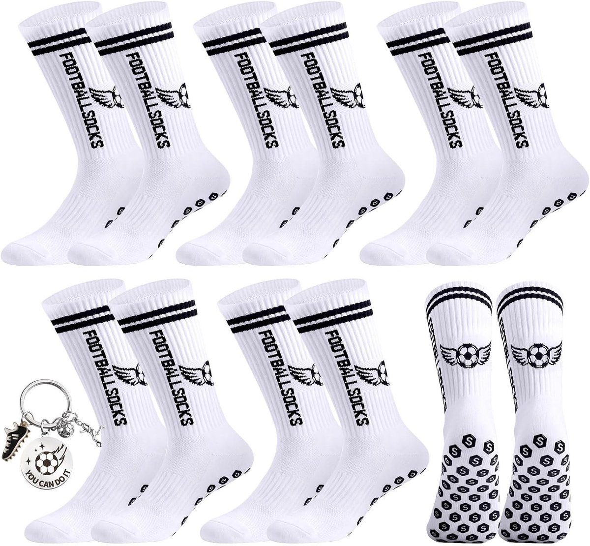 Antislip Voetbalsokken - Wit - Maat 35-39 - Ademend Nylon met Grip - Voor Voetbal, Hardlopen en Sporten