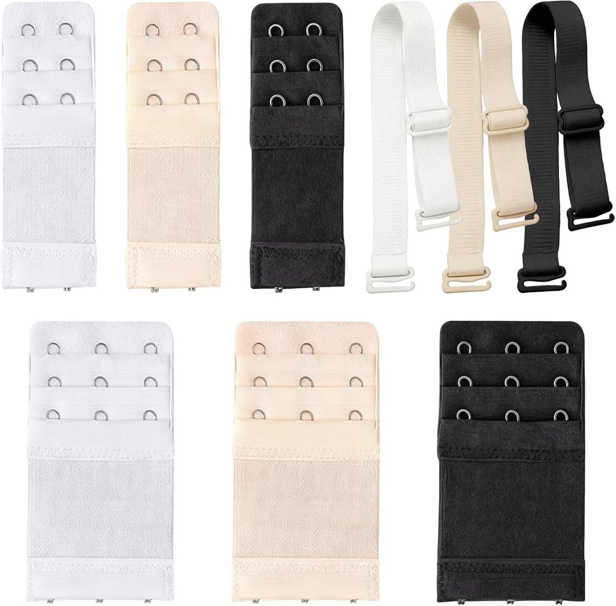 Comfortabele bh met verstelbare haakjes en lange roestvrijstalen armen, 9 stuks in wit, zwart, beige en huidskleur