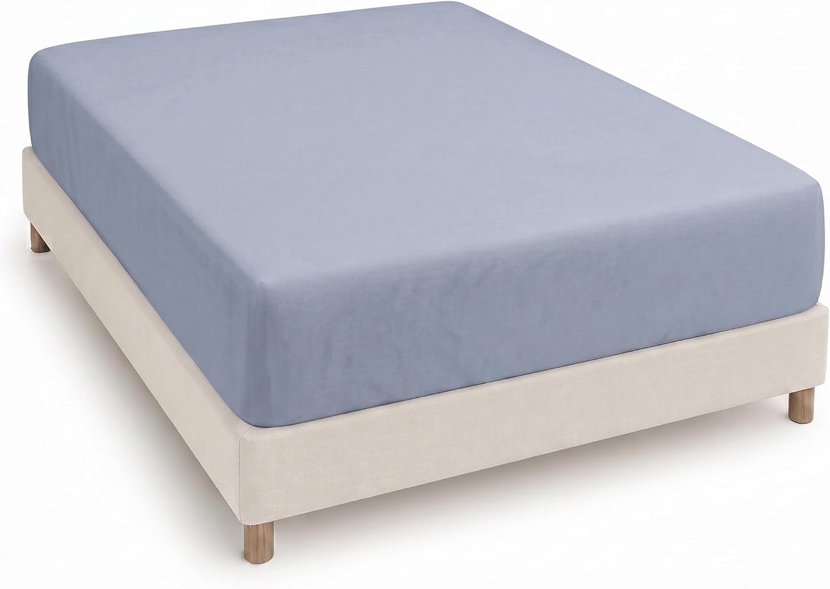 Fitted sheet 150 x 200 cm - brushed polyester - grijsblauw - perfecte pasvorm voor een single bed - SnelShoppen