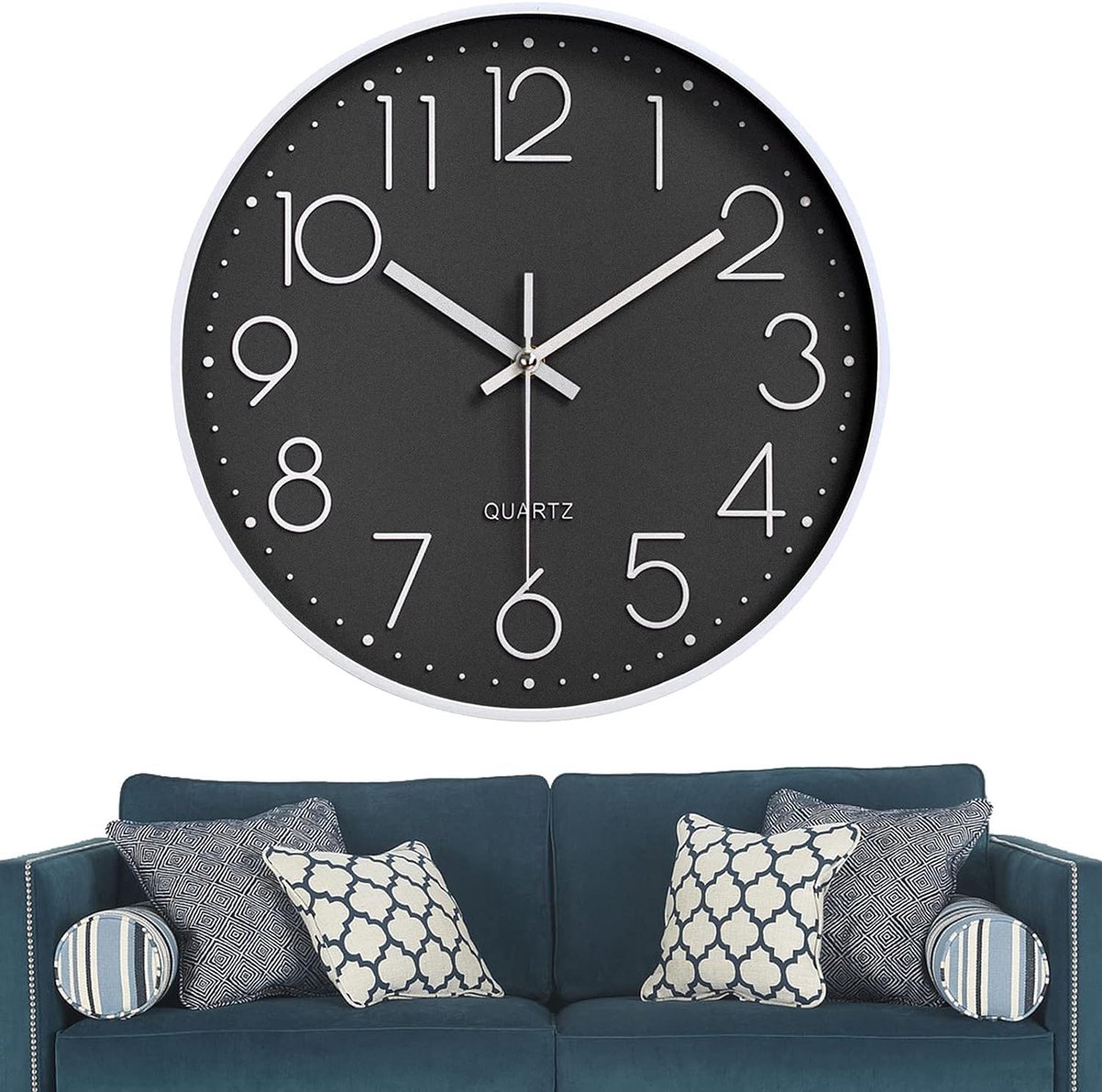 Wandklok rond 30 cm - moderne quartz - stil zonder tikgeluid - perfect voor kinderen - SnelShoppen