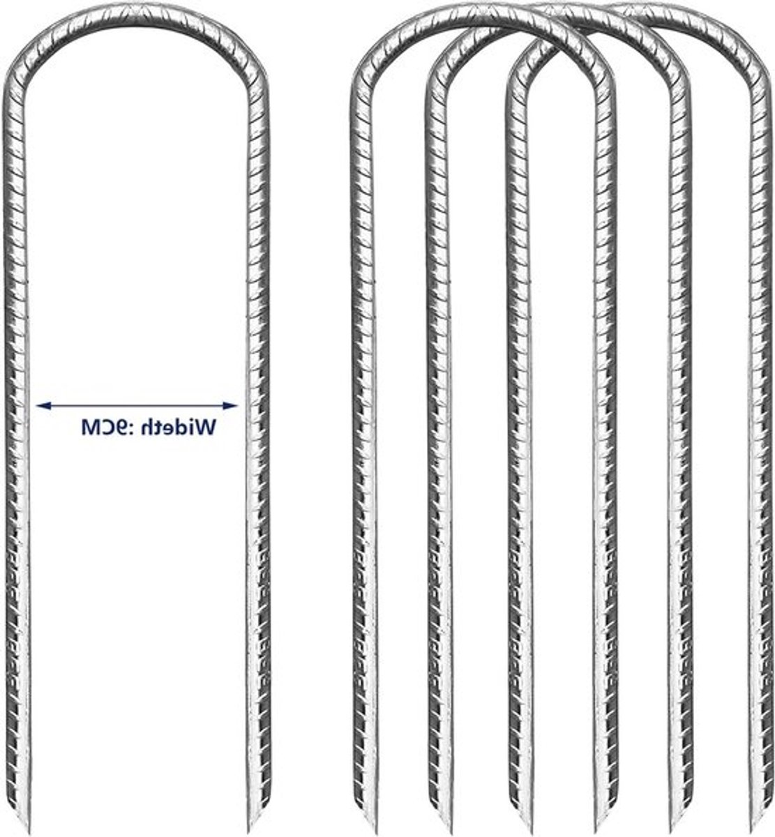 Stevige Tentpinnen en Grondankers voor Trampoline, Tuin en Camping - Metalen Haken en Pegs voor Stabiliteit en Beveiliging (9CM Breed, 4 Stuks)
