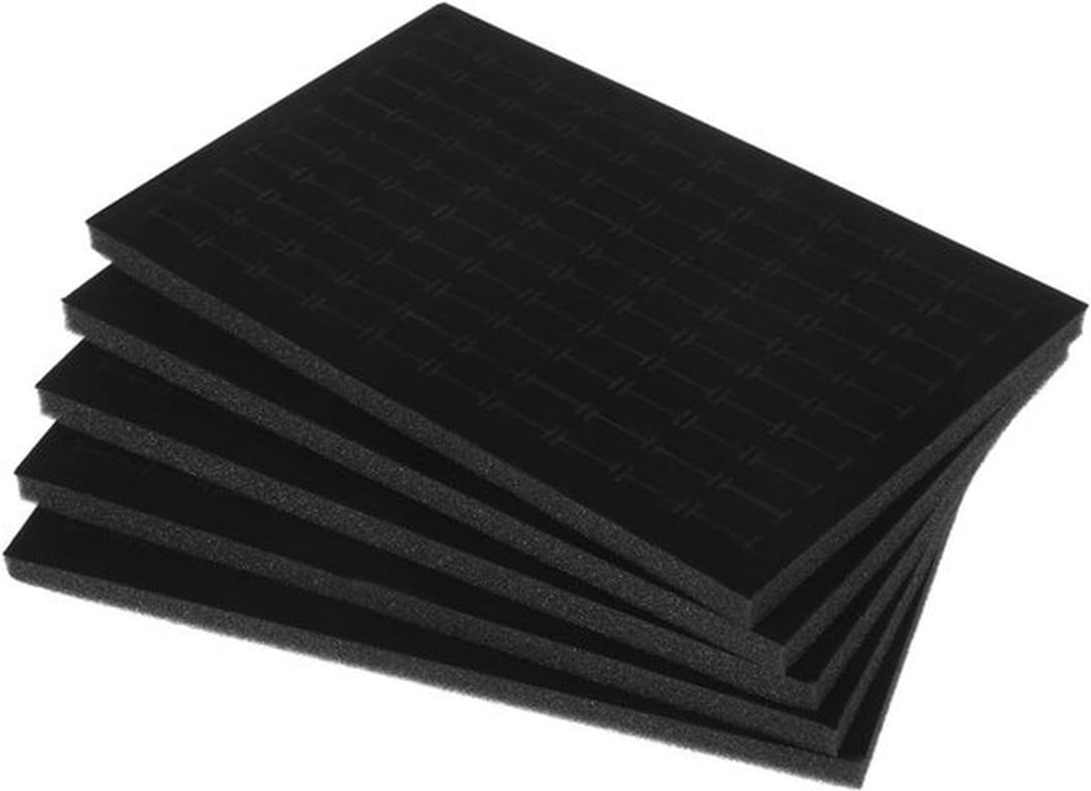 5-delige zwarte fluwelen ringpresentatietabletten voor ringen, oorbellen en juwelen - Foam organizer voor etalage en winkelinrichting