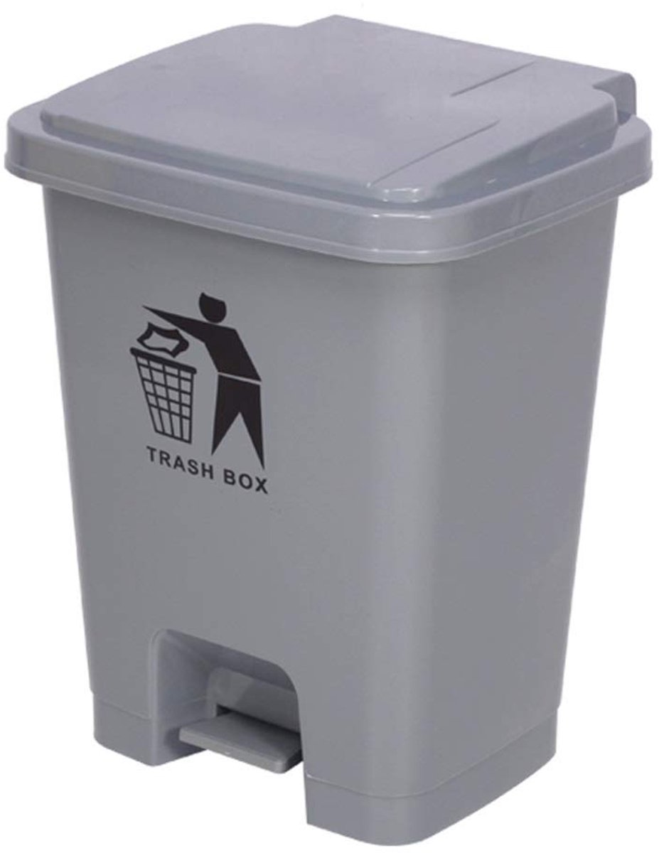 SnelShoppen - Pedalafvalbak 60L Grijze Plastic Vuilnisbak met Deksel voor Keuken, Badkamer, Woonkamer en Buiten - Hygiënische Contactloze Afvaloplossi