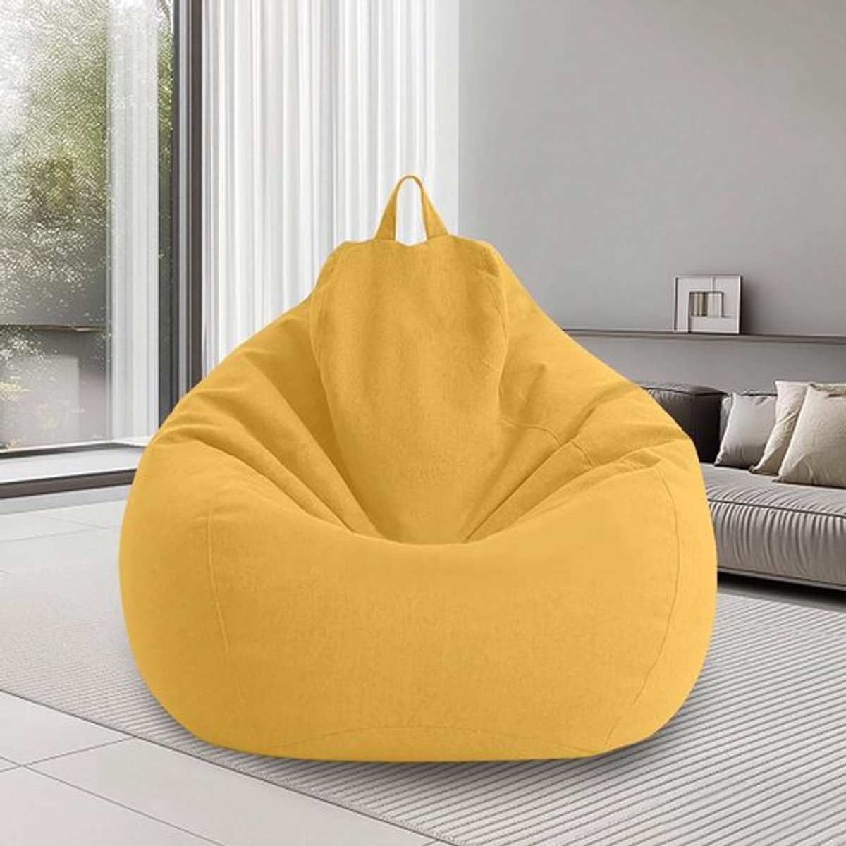 Grote Bean Bag voor Volwassenen, Geschikt voor Binnen en Buiten, 100 x 120 cm, Perfect voor Gaming en Ontspanning, Gele Kleur