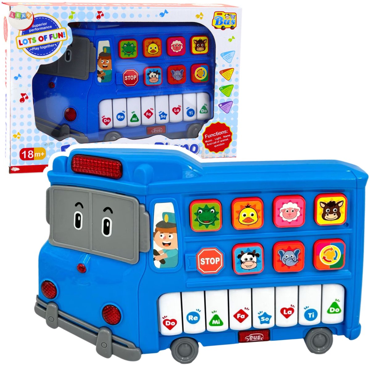 Elektrische piano educatief voor peuters Blauwe Bus