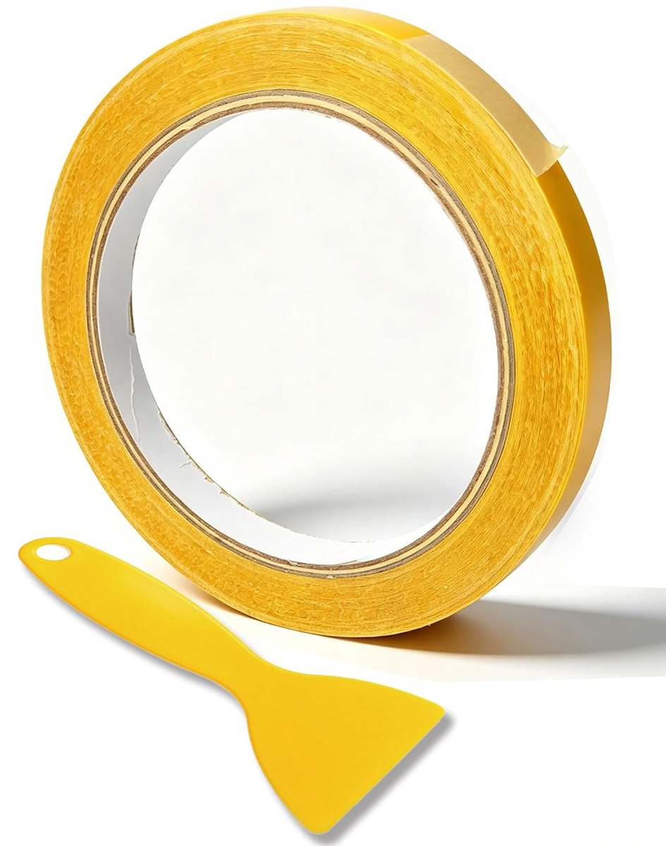 SnelShoppen - Dubbelzijdig Plakband 18mm x 10m - Dun, Smal, Ideaal voor Knutselen, Plinten, Behang, Papier en Stof - Geen Verhoging, Vlak Plakband