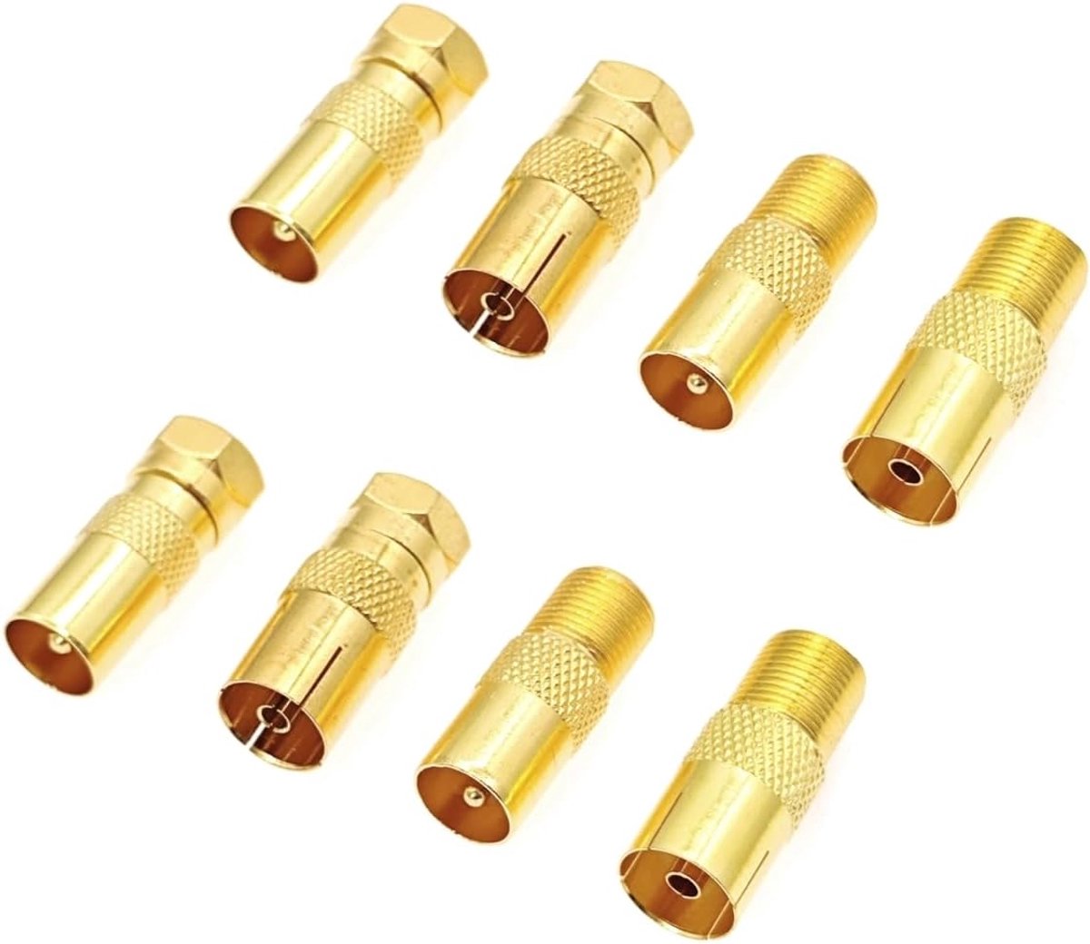 SnelShoppen - 8-delige F-type antenne-adapterset, coaxkabelconnector, F-tv-coaxconnector voor satellietkabel en antennekabel, antenneaccessoires voor
