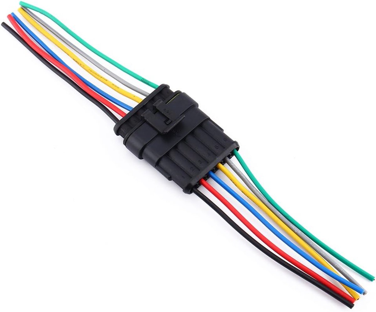 SnelShoppen - 6-Weg Waterdichte Auto Plug Connector Set - 3/4/5/6 Pin Hoogwaardige Plastic Stekker voor Auto, Marine, Camping en Meer