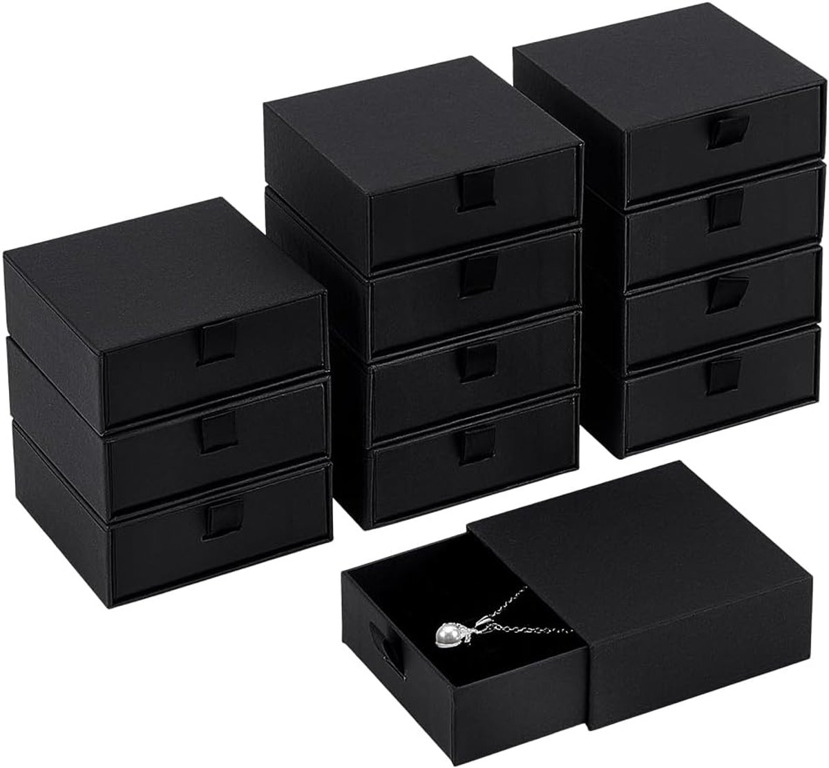 SnelShoppen - 12-pack Papieren Sieradendoosjes voor Oorbellen, Ringen en Armbanden - Compacte Opbergdozen 90 x 89 x 35 mm - Hoogwaardige Papier met El