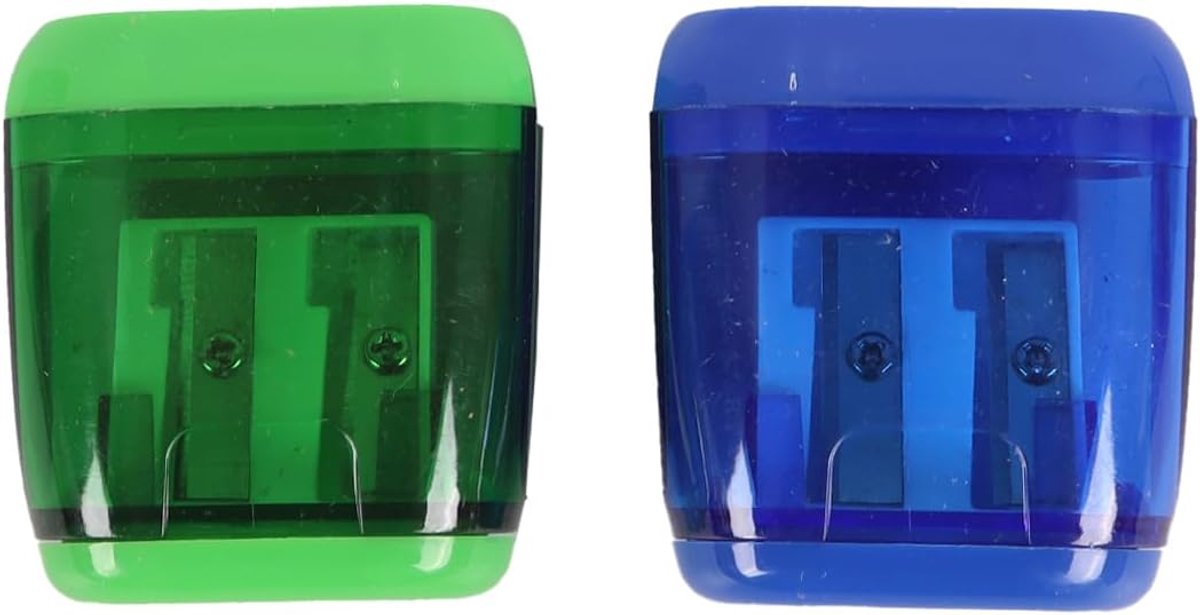 SnelShoppen - 2-delige Potloodslijper met Container, Dubbele Gaten (8mm-11mm) voor Volwassenen, School en Thuis, Rechthoekige Vorm, Ideaal voor Kunst