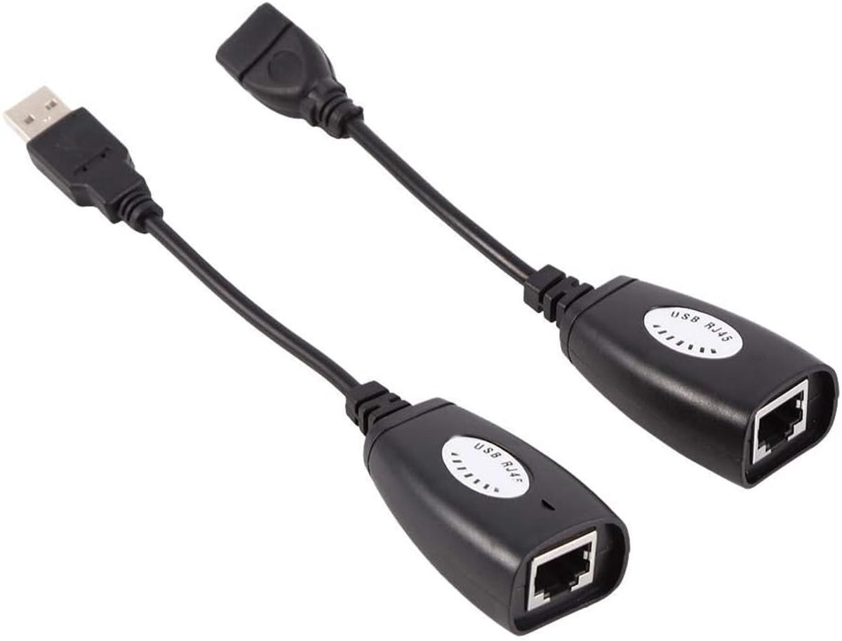 SnelShoppen - USB 2.0 naar RJ45 Ethernet Verlengkabel, Netwerk Verlengkabel Connector Adapter via Cat5/Cat5e/Cat6 voor Thuis en Kantoor, Plug & Play,