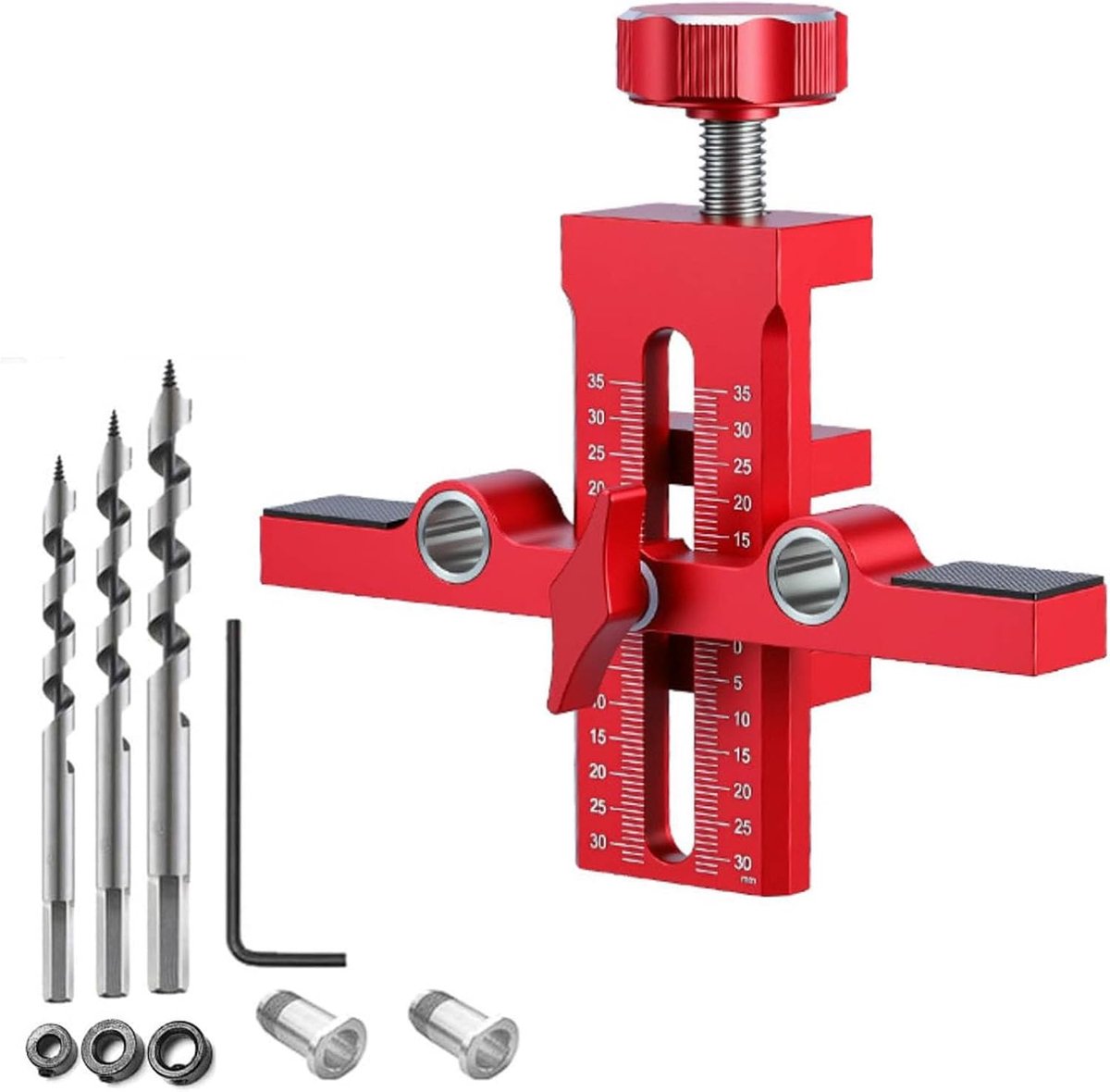 SnelShoppen - Verstelbare Kastdeur Montage Mal, 3-in-1 Aluminium Positioneerder, voor Kledingkast en Keuken Deuren, 0-30mm Ondersteuningsarm