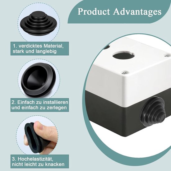 50 Stuks Zwarte Torenvormige Rubber Grommets 20mm voor Draadbescherming, Brandwerende Gatenplug en Loodgietwerk — afbeelding 3