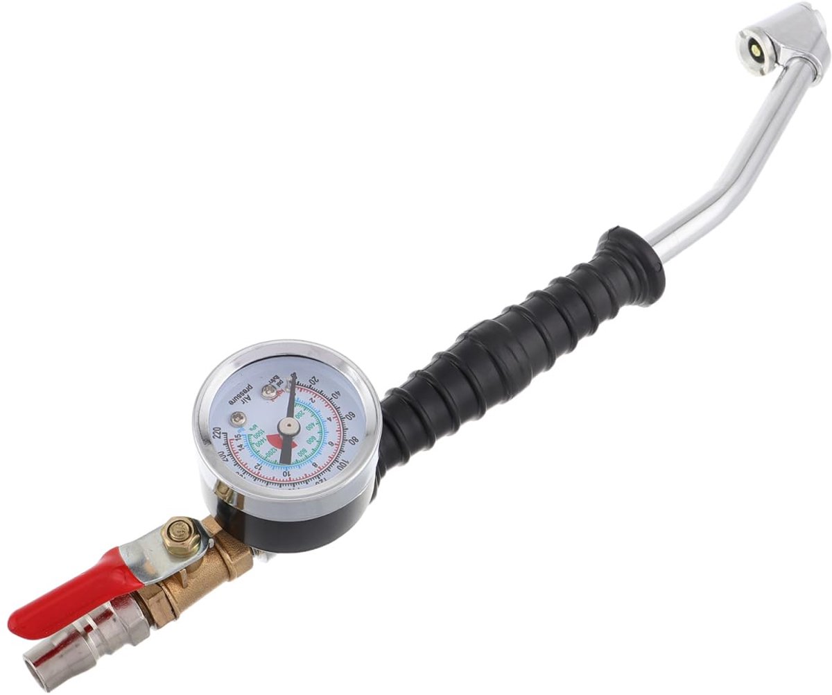Ipetboom Bandenpomp met manometer en schuine verlengmondstuk, nauwkeurige drukmeting, robuuste uitvoering, geschikt - ShopVlot