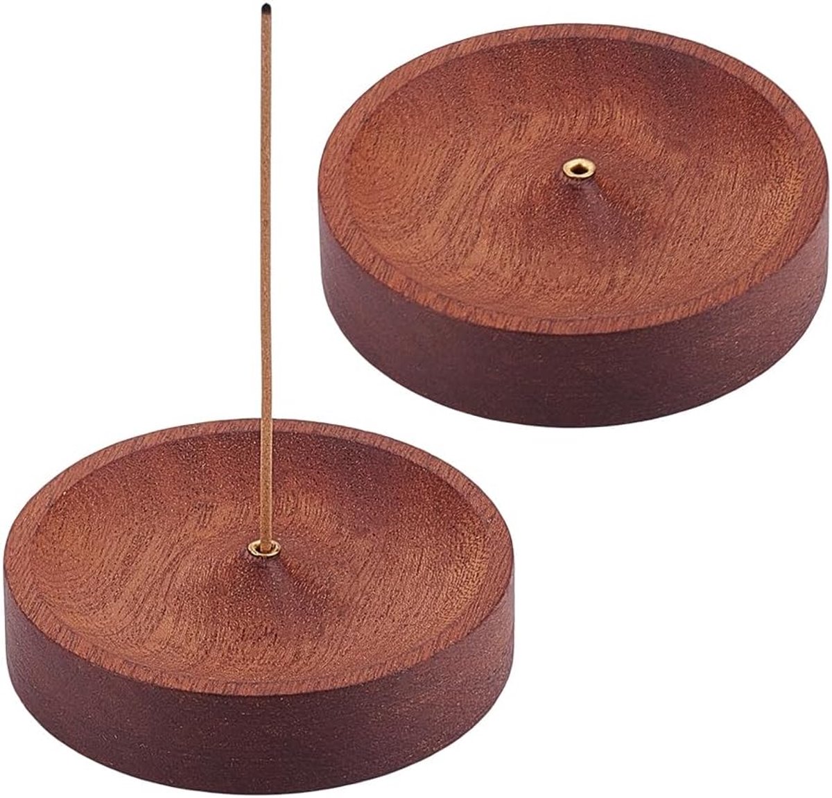 Wierookhouder 2 Stuks - Houten Rond 38mm - Zwarte Walnoot - Ideaal voor Meditatie - SnelShoppen