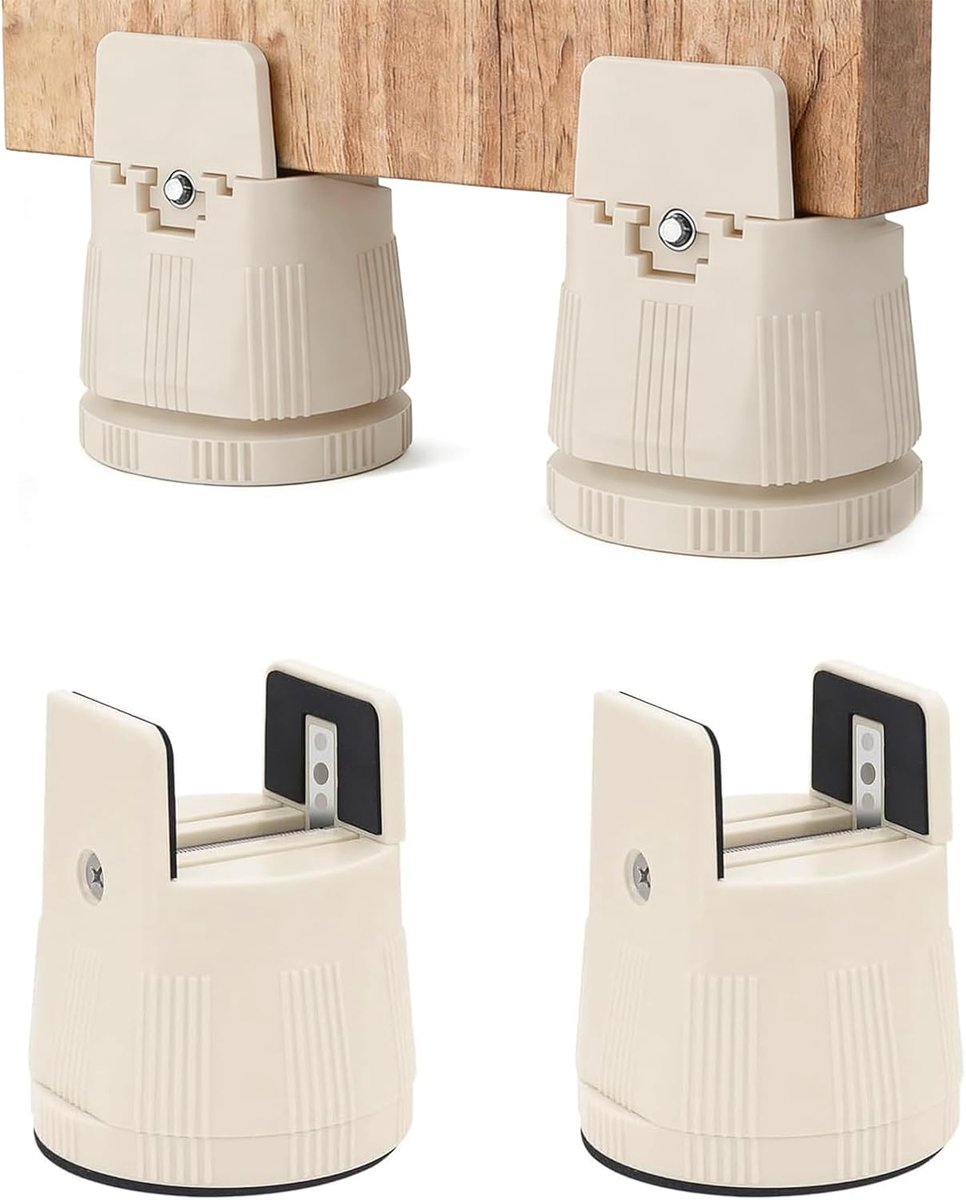 SnelShoppen - 4 Stuks Meubelverhogers 5 cm Verstelbaar Bedverhoging met Schroefklem voor 10-50 mm Stoelpoot, Robuuste Verhoger voor Bed, Bank, Tafel e