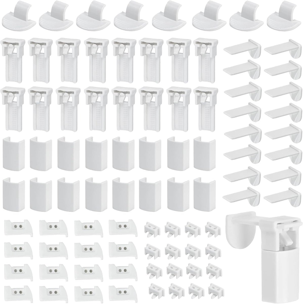 SnelShoppen - 96 Stuks Vervangende Verstelbare Plissé Gordijn Beugels, Klembeugels voor Plissé Gordijnen, Geen Boren Accessoires, Voor Raamherstel en