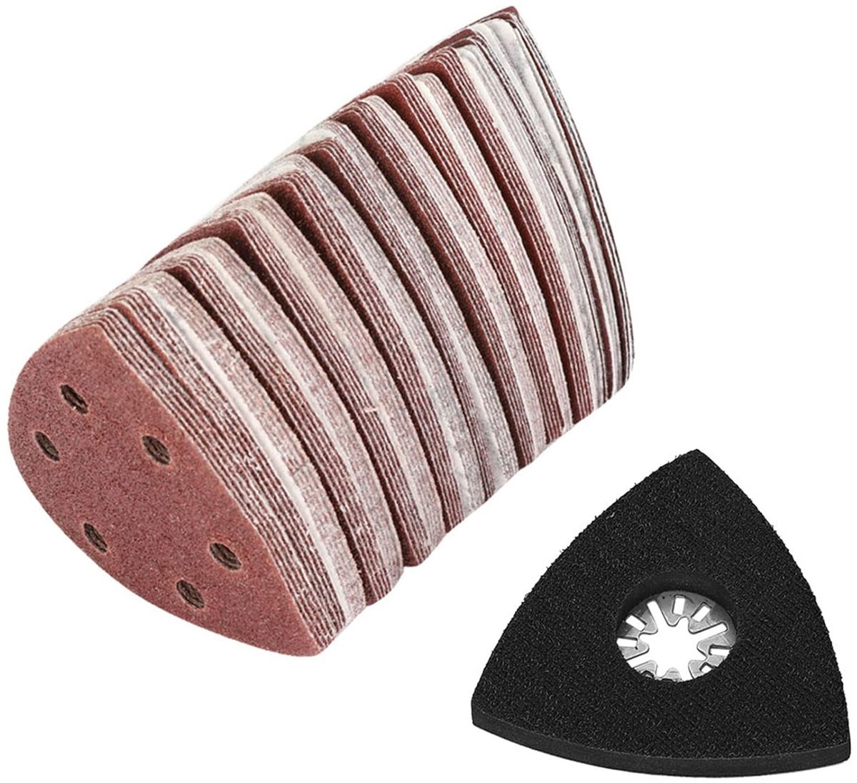 SnelShoppen - Schuurset Schuurpapier voor Fijn Oscillerend Multitool - 101 Stuks - 80 mm Schuurvellen - Driehoekige Schuurpad - Ideaal voor Oppervlakt