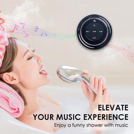 Waterdichte Douchespeaker - Bluetooth 5.0 - IPX7 - 12 Uur Speeltijd - Met Zuignap en Koord - Roze/Goud — afbeelding 4