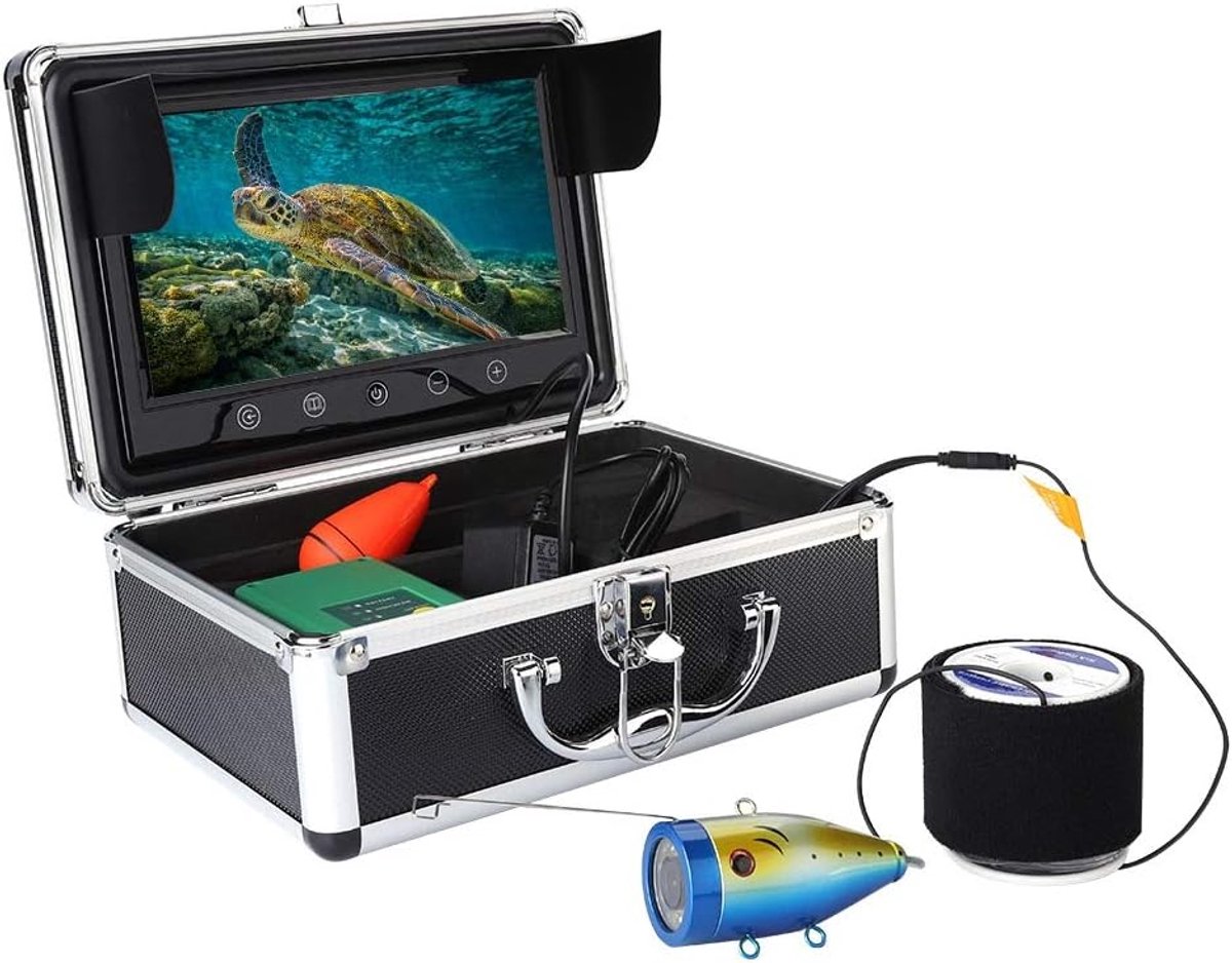 SnelShoppen - Fish Finder Camera 50M HD 1000TVL Onderwater Camera met 30 LED Lampen, 9 Inch TFT Kleurenscherm, Waterdicht, Aluminium Legering, Ideaal