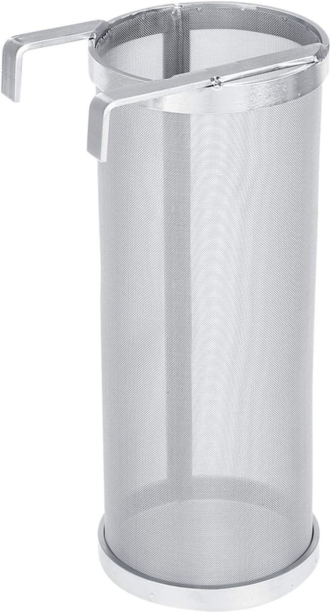 SnelShoppen - Beer filter 300 micron RVS zelfgemaakte bier hop filter zeef met haak 10 x 25.5 cm - ideaal voor thuisbrouwers en fijnproevers