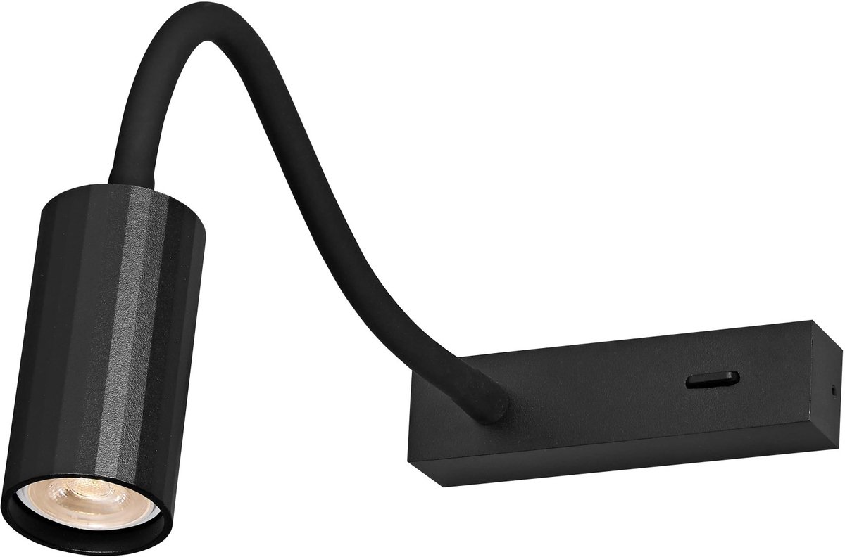 Oryx wandlamp met flexibele arm, dimbare schakelaar, zwart aluminium, MR11 fitting, lichtbron niet inbegrepen